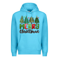 Ocean Blue merry christmas trees Premium Hoodie - MaliasSmallBusiness