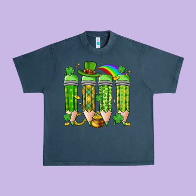 St. Patrick's Day Teacher Pencils Urban Heavy Tee Designed By Artiststas