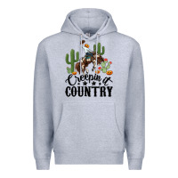 Heather Grey creepin it country rodeo Premium Hoodie - MaliasSmallBusiness