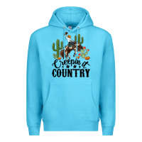Ocean Blue creepin it country rodeo Premium Hoodie - MaliasSmallBusiness