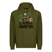Army Green creepin it country rodeo Premium Hoodie - MaliasSmallBusiness