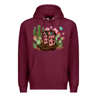 Burgundy cowboy boots with cactus Premium Hoodie - MaliasSmallBusiness