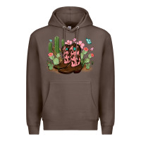 Coffee cowboy boots with cactus Premium Hoodie - MaliasSmallBusiness