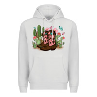 Dove Grey cowboy boots with cactus Premium Hoodie - MaliasSmallBusiness