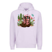 Lilac cowboy boots with cactus Premium Hoodie - MaliasSmallBusiness