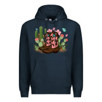 Navy cowboy boots with cactus Premium Hoodie - MaliasSmallBusiness