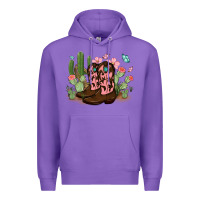 Purple cowboy boots with cactus Premium Hoodie - MaliasSmallBusiness