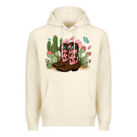 Sandshell cowboy boots with cactus Premium Hoodie - MaliasSmallBusiness