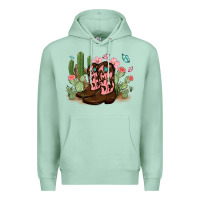 Seafoam cowboy boots with cactus Premium Hoodie - MaliasSmallBusiness