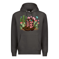 Smoke cowboy boots with cactus Premium Hoodie - MaliasSmallBusiness