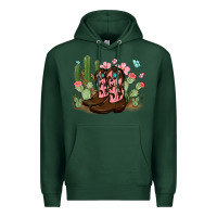 Sports Green cowboy boots with cactus Premium Hoodie - MaliasSmallBusiness