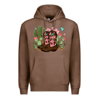 Chestnut cowboy boots with cactus Premium Hoodie - MaliasSmallBusiness