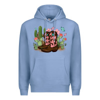 Colony Blue cowboy boots with cactus Premium Hoodie - MaliasSmallBusiness
