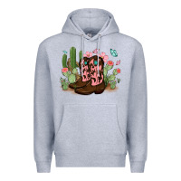 Heather Grey cowboy boots with cactus Premium Hoodie - MaliasSmallBusiness