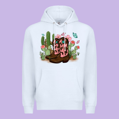 Premium Hoodie cowboy boots with cactus