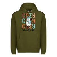 Army Green cozy season snowman Premium Hoodie - MaliasSmallBusiness