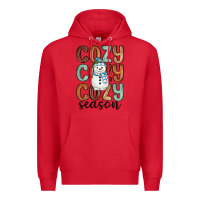 Red cozy season snowman Premium Hoodie - MaliasSmallBusiness