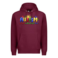 Burgundy autism accept understand love Premium Hoodie - MaliasSmallBusiness