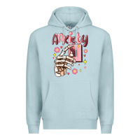 Blue Mist anxiety skeleton hand Premium Hoodie - MaliasSmallBusiness
