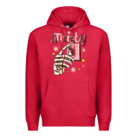 Cardinal anxiety skeleton hand Premium Hoodie - MaliasSmallBusiness