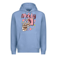 Colony Blue anxiety skeleton hand Premium Hoodie - MaliasSmallBusiness