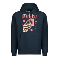 Navy anxiety skeleton hand Premium Hoodie - MaliasSmallBusiness