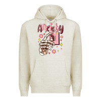 Oatmeal Heather anxiety skeleton hand Premium Hoodie - MaliasSmallBusiness