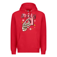 Red anxiety skeleton hand Premium Hoodie - MaliasSmallBusiness