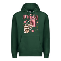 Sports Green anxiety skeleton hand Premium Hoodie - MaliasSmallBusiness
