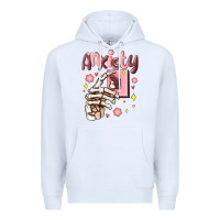 White anxiety skeleton hand Premium Hoodie - MaliasSmallBusiness