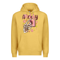 Antique Gold anxiety skeleton hand Premium Hoodie - MaliasSmallBusiness