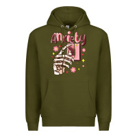 Army Green anxiety skeleton hand Premium Hoodie - MaliasSmallBusiness
