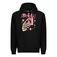Black anxiety skeleton hand Premium Hoodie - MaliasSmallBusiness