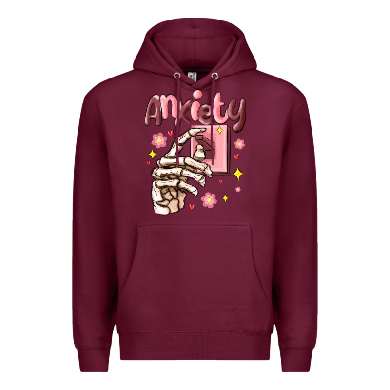 Anxiety Skeleton Hand Premium Hoodie by MaliasSmallBusiness | Teevron