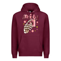 Burgundy anxiety skeleton hand Premium Hoodie - MaliasSmallBusiness