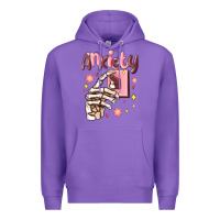 Purple anxiety skeleton hand Premium Hoodie - MaliasSmallBusiness