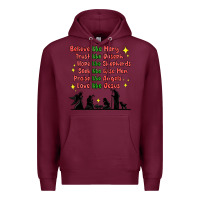 Burgundy jesus and family belive like mary Premium Hoodie - MaliasSmallBusiness