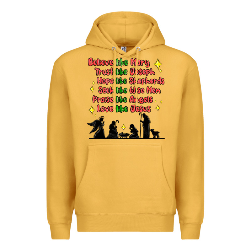 Jesus And Family Belive Like Mary Premium Hoodie by MaliasSmallBusiness | Teevron
