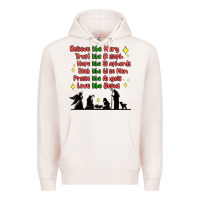 Pale Pink jesus and family belive like mary Premium Hoodie - MaliasSmallBusiness
