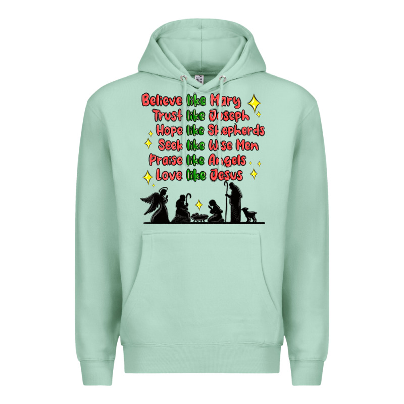 Jesus And Family Belive Like Mary Premium Hoodie by MaliasSmallBusiness | Teevron