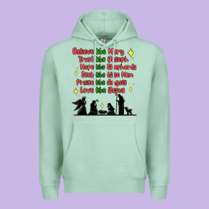 Jesus And Family Belive Like Mary Premium Hoodie Designed By Maliassmallbusiness