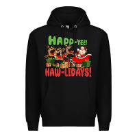 Black happ yee haw lidays Premium Hoodie - MaliasSmallBusiness
