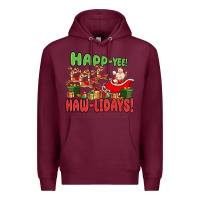 Burgundy happ yee haw lidays Premium Hoodie - MaliasSmallBusiness