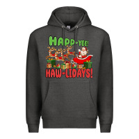 Charcoal Heather happ yee haw lidays Premium Hoodie - MaliasSmallBusiness