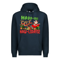 Navy happ yee haw lidays Premium Hoodie - MaliasSmallBusiness