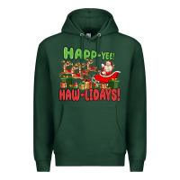 Sports Green happ yee haw lidays Premium Hoodie - MaliasSmallBusiness