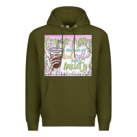 Army Green fueled by iced coffee and anxiety Premium Hoodie - MaliasSmallBusiness
