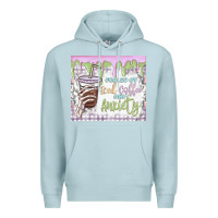 Blue Mist fueled by iced coffee and anxiety Premium Hoodie - MaliasSmallBusiness