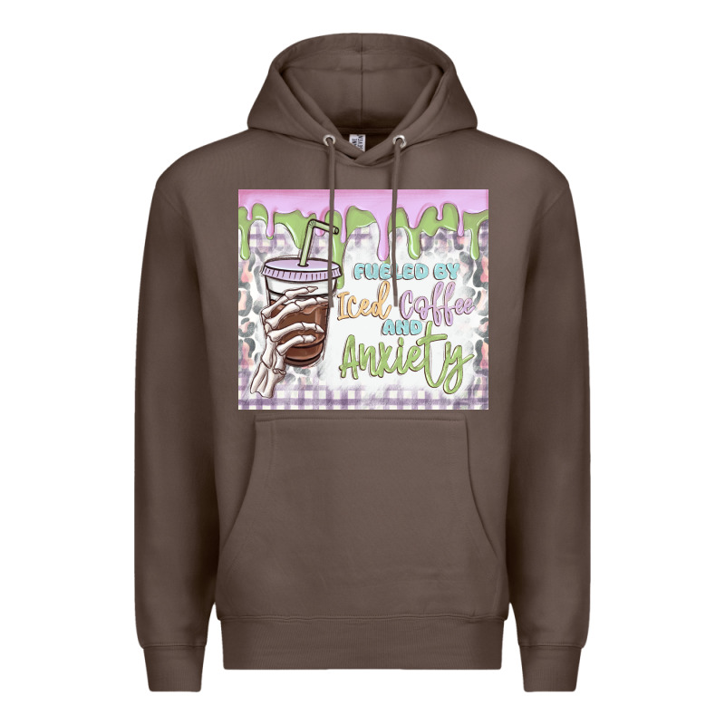 Fueled By Iced Coffee And Anxiety Premium Hoodie by MaliasSmallBusiness | Teevron