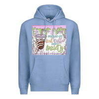 Colony Blue fueled by iced coffee and anxiety Premium Hoodie - MaliasSmallBusiness